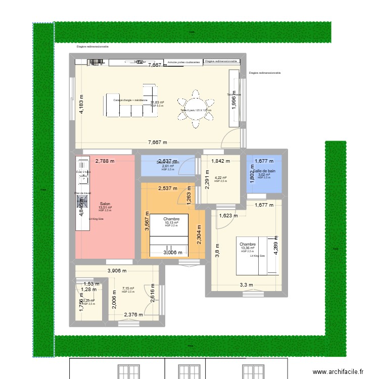 ka al. Plan de 9 pièces et 88 m2