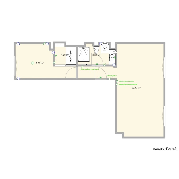 Pantin. Plan de 4 pièces et 35 m2