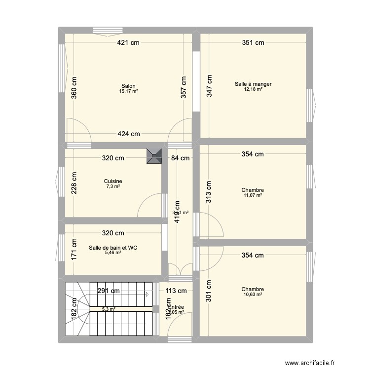 maison St Lup. Plan de 9 pièces et 73 m2