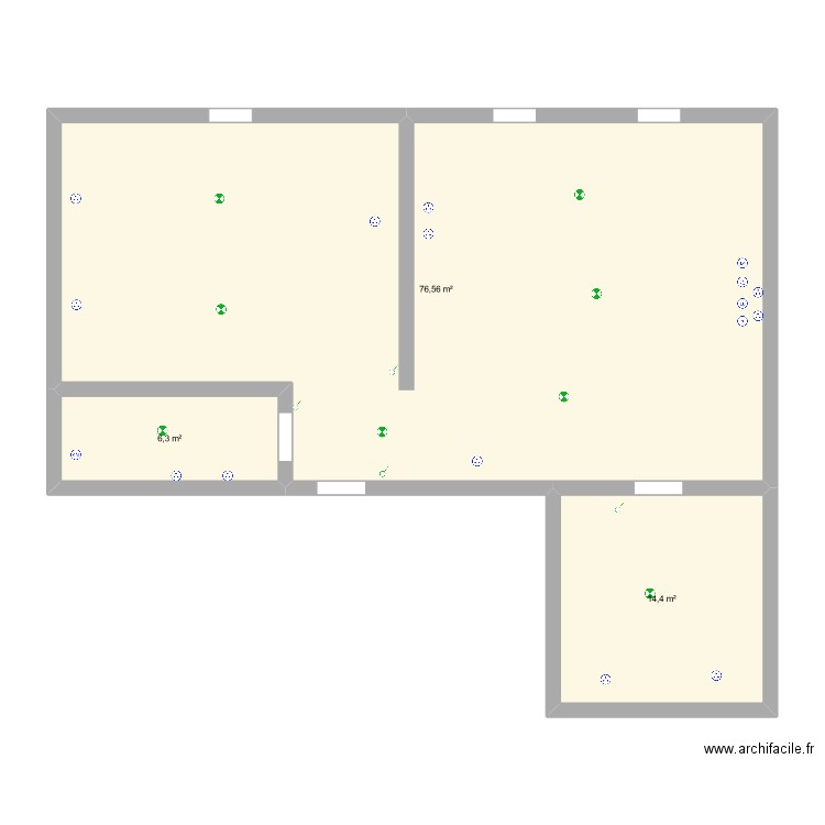 ELEC. Plan de 3 pièces et 97 m2