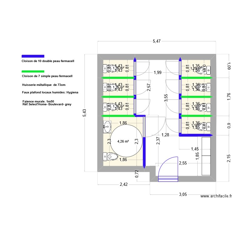 VDP. Plan de 8 pièces et 12 m2