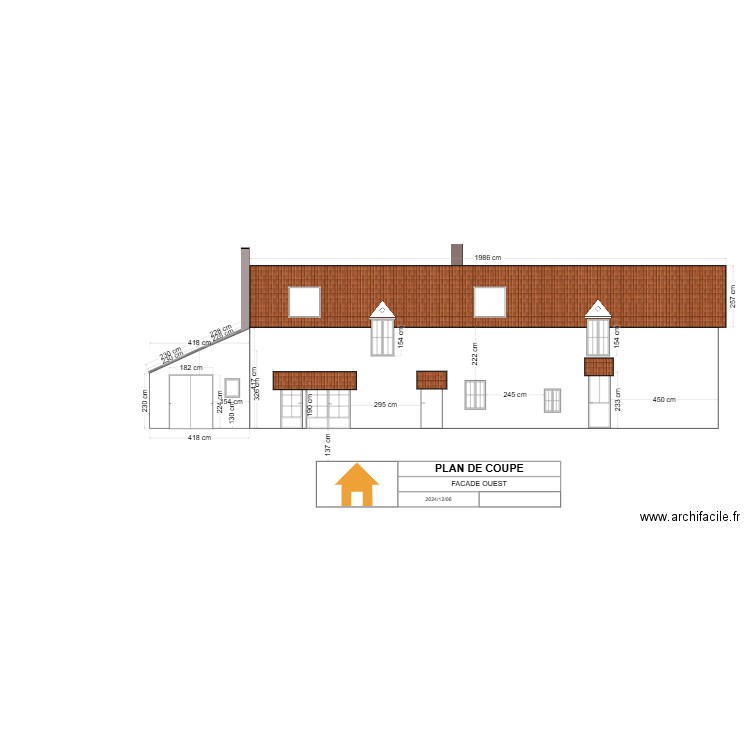 FACADE OUEST. Plan de 0 pièce et 0 m2