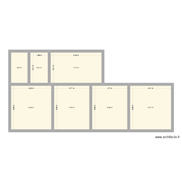 état actuel maison. Plan de 7 pièces et 102 m2