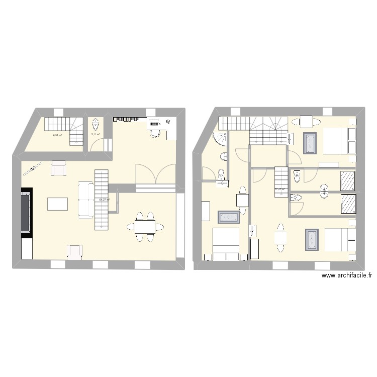 maison bas. Plan de 4 pièces et 152 m2