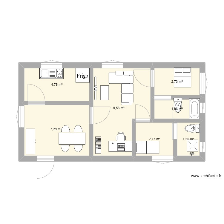 Kabongo josue. Plan de 7 pièces et 31 m2