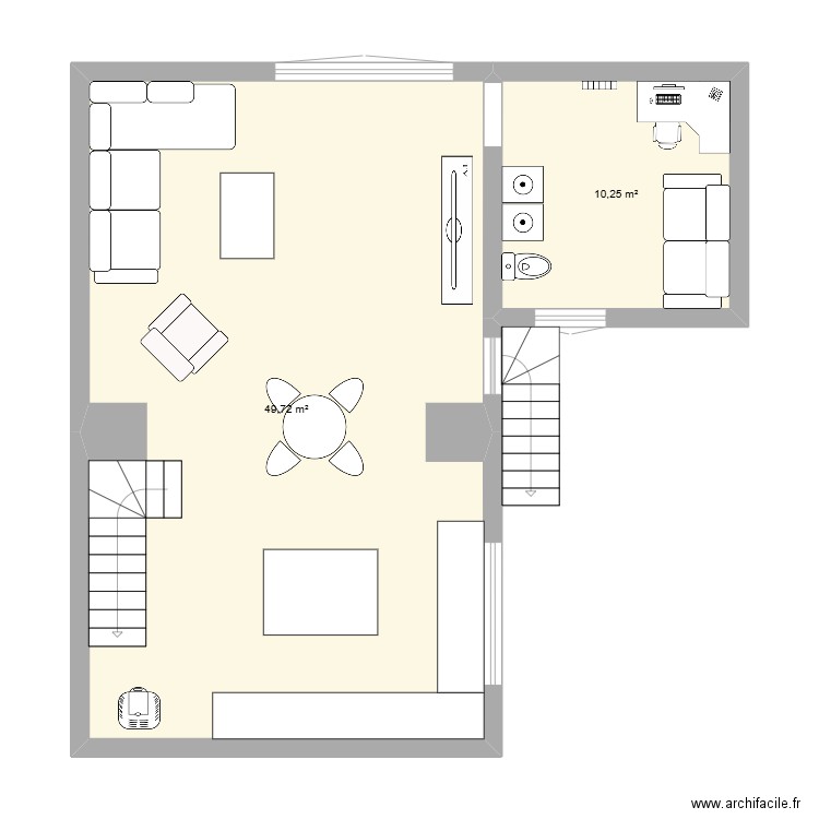 Grange. Plan de 1 pièce et 58 m2