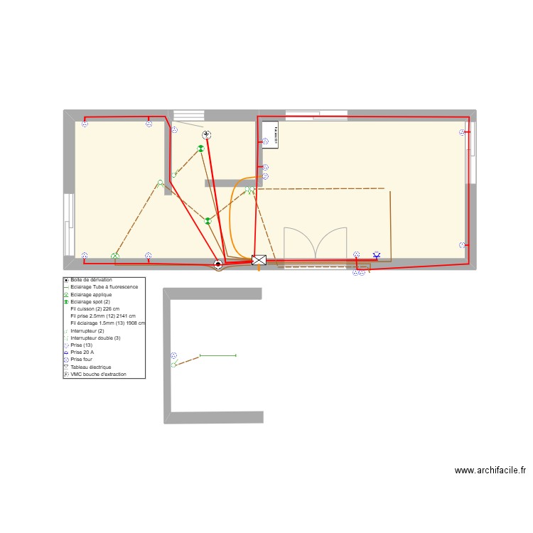 Sarah élec. Plan de 1 pièce et 14 m2