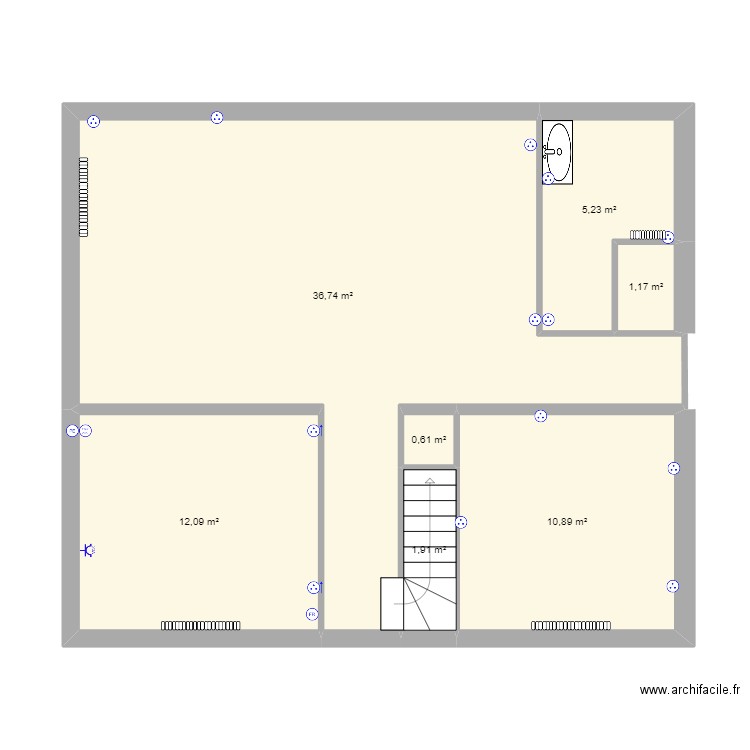 rdc plemet. Plan de 7 pièces et 69 m2