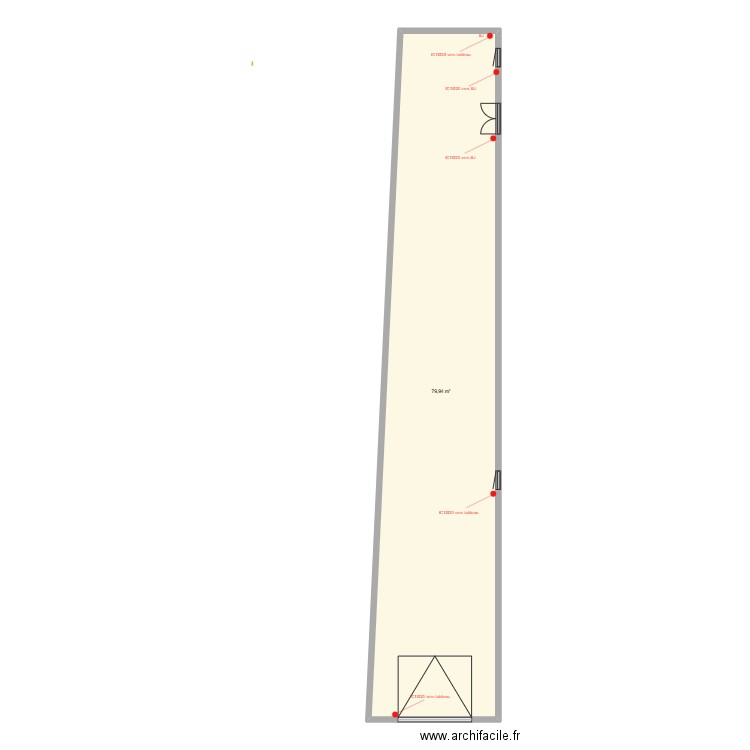 HUTEAU Garage. Plan de 1 pièce et 80 m2