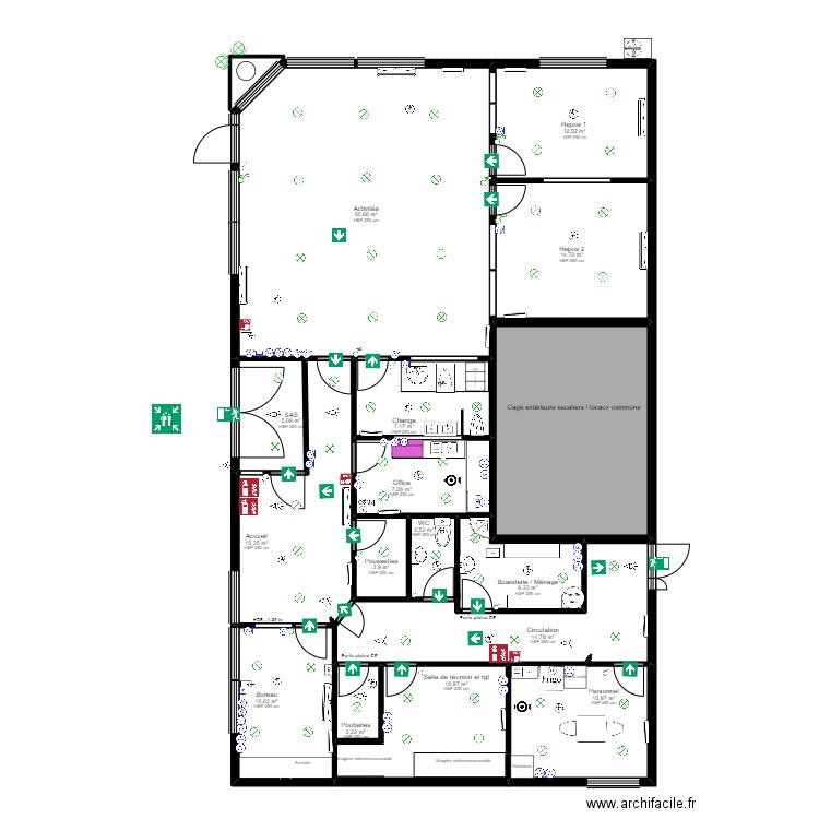 Les Ulis - Atlantique - Plan Electricité. Plan de 16 pièces et 184 m2