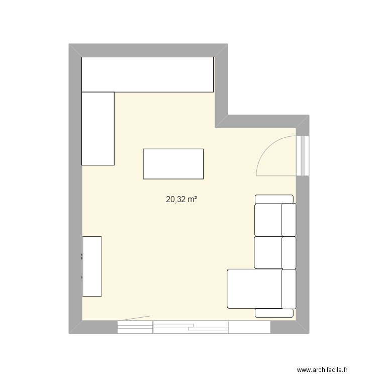 salon. Plan de 1 pièce et 20 m2