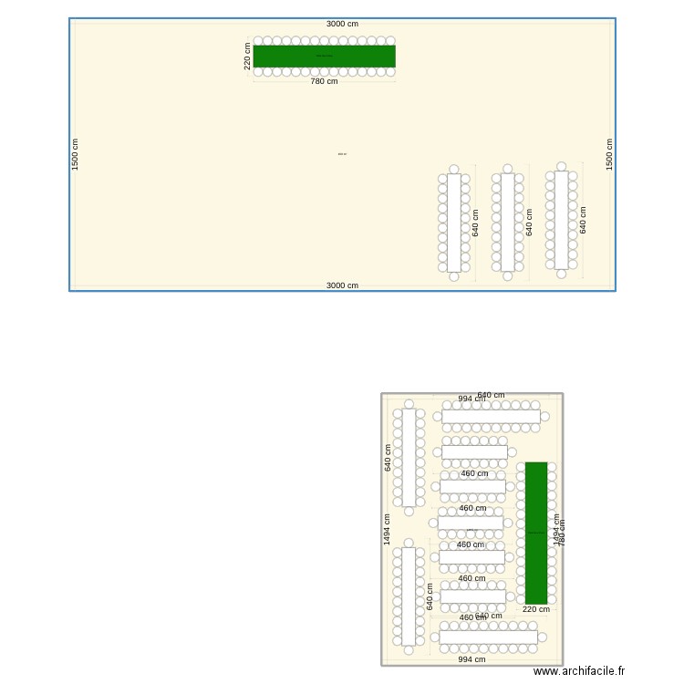 plan_table_mariage. Plan de 2 pièces et 599 m2