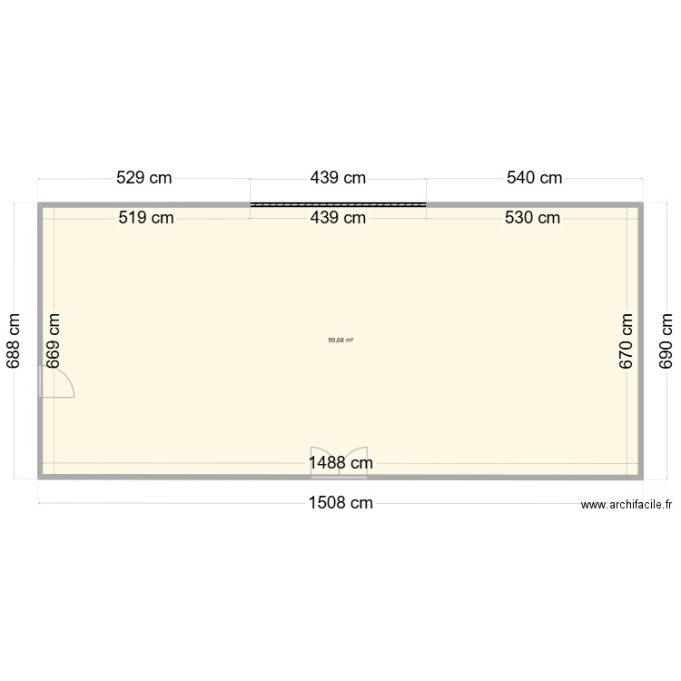 orthez. Plan de 1 pièce et 100 m2