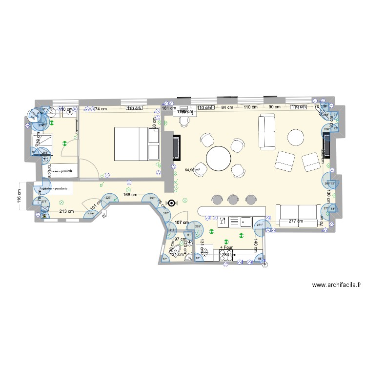 alex miromesnil v5. Plan de 1 pièce et 65 m2