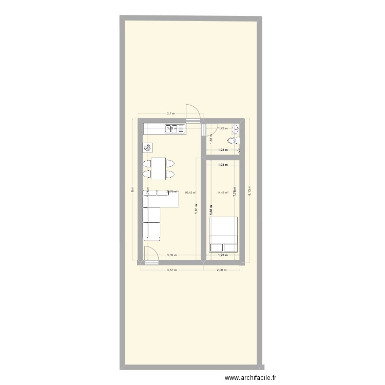 fraplanc. Plan de 3 pièces et 186 m2