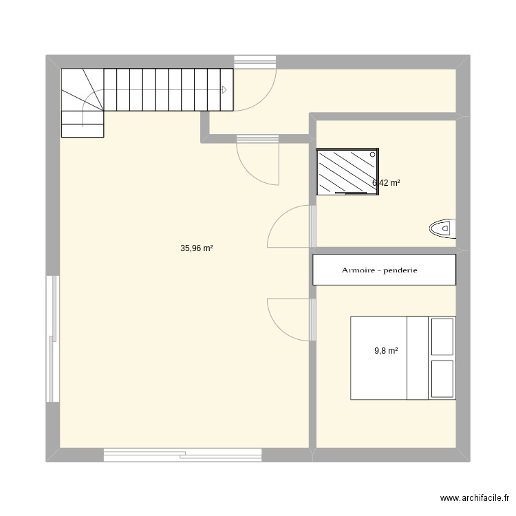 0_test. Plan de 3 pièces et 52 m2