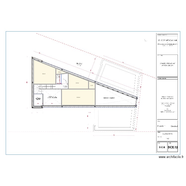 Étage cgp. Plan de 5 pièces et 37 m2