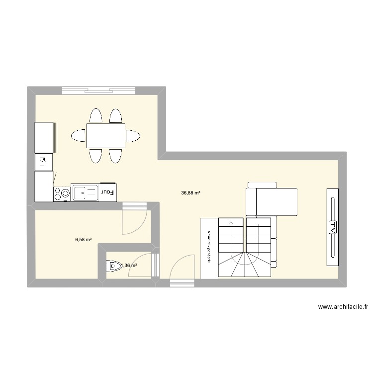 Maison. Plan de 3 pièces et 45 m2