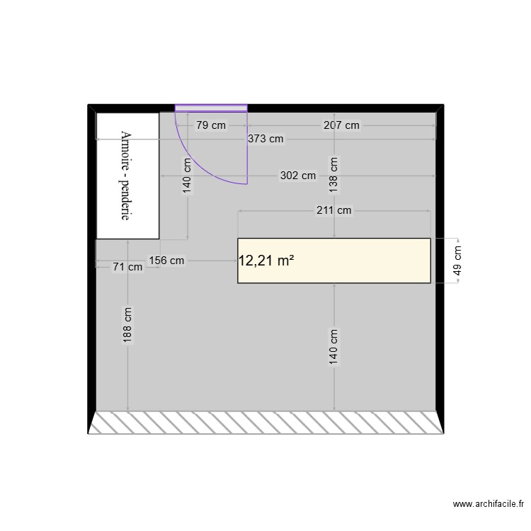 Cuisine Studio. Plan de 1 pièce et 12 m2