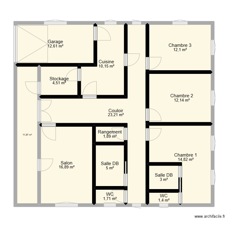 François. Plan de 14 pièces et 131 m2