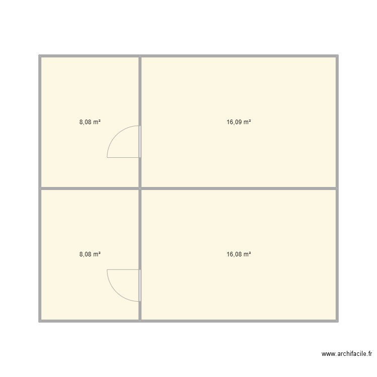 celibat initial. Plan de 4 pièces et 48 m2