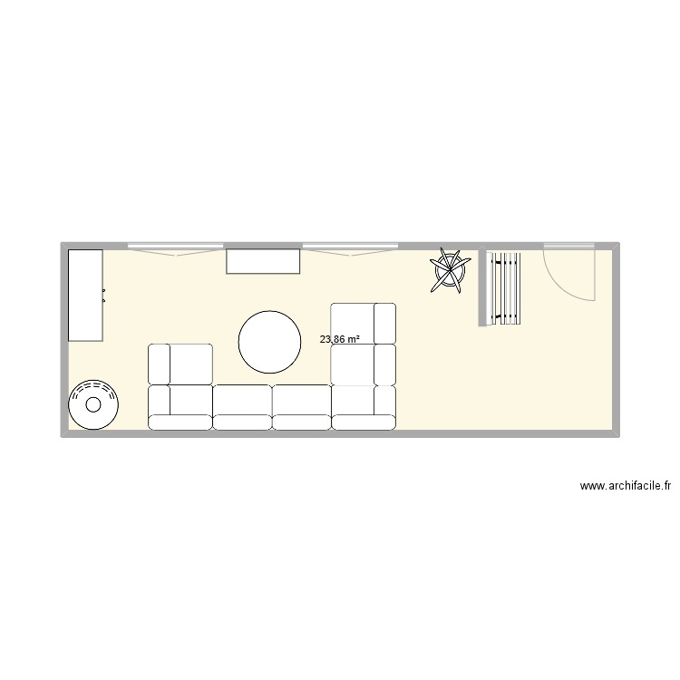 salon version 2. Plan de 1 pièce et 24 m2