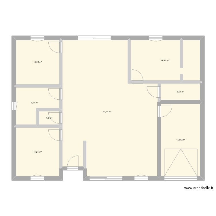 Maison B. Plan de 8 pièces et 123 m2