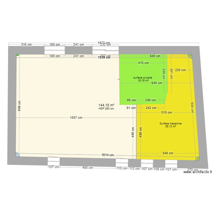 1ER ETAGE ST PAUL CLOISONS. Plan de 1 pièce et 144 m2