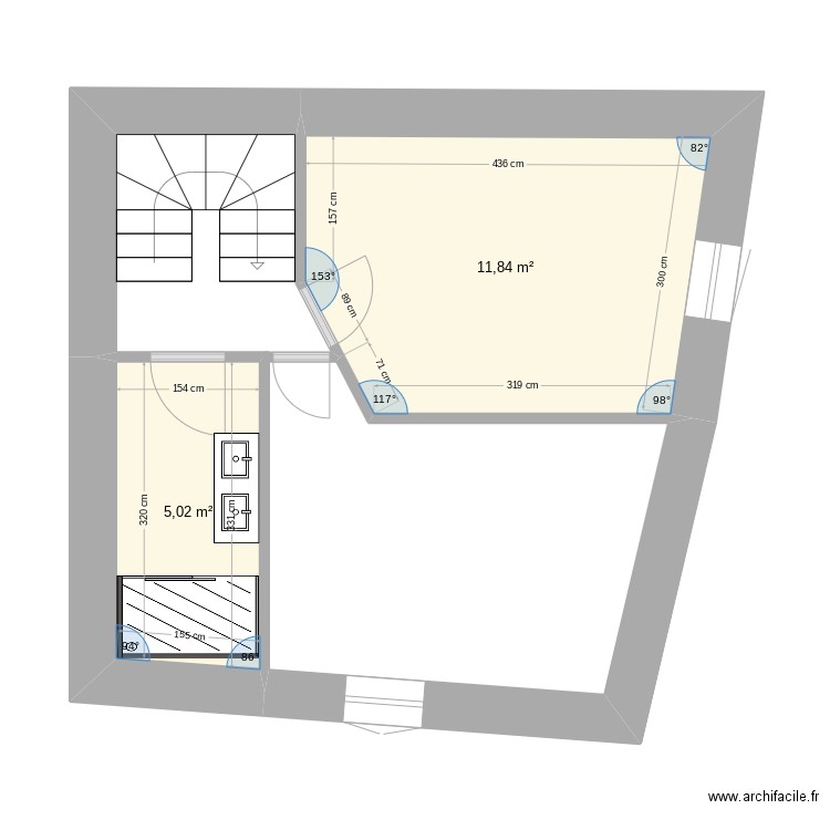 1er etage projet projet. Plan de 2 pièces et 17 m2