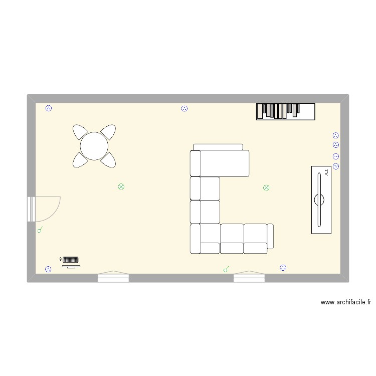 Séjour. Plan de 1 pièce et 53 m2