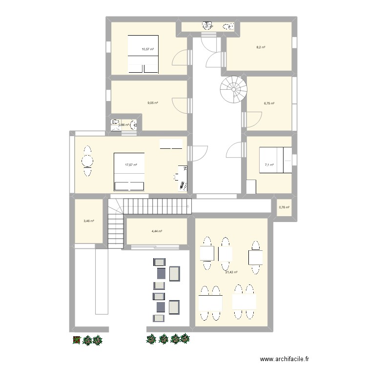 Bat Chum Villa. Plan de 12 pièces et 92 m2