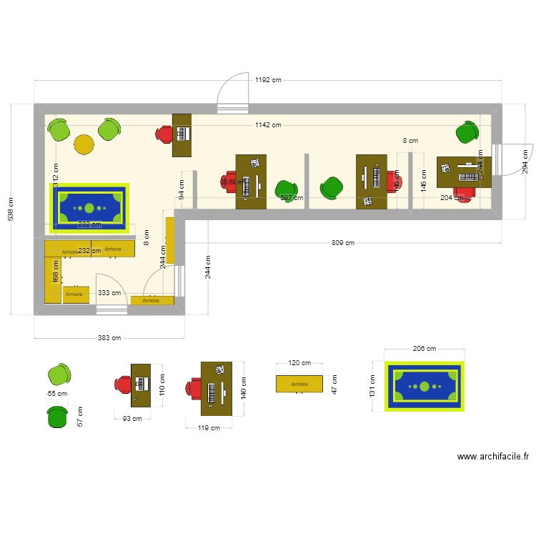 PETITE ENFANCE PROJET 3. Plan de 1 pièce et 36 m2