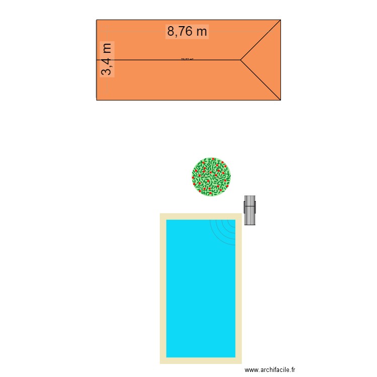 petite maison. Plan de 1 pièce et 30 m2