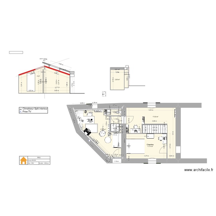 bureau 1 0. Plan de 9 pièces et 63 m2