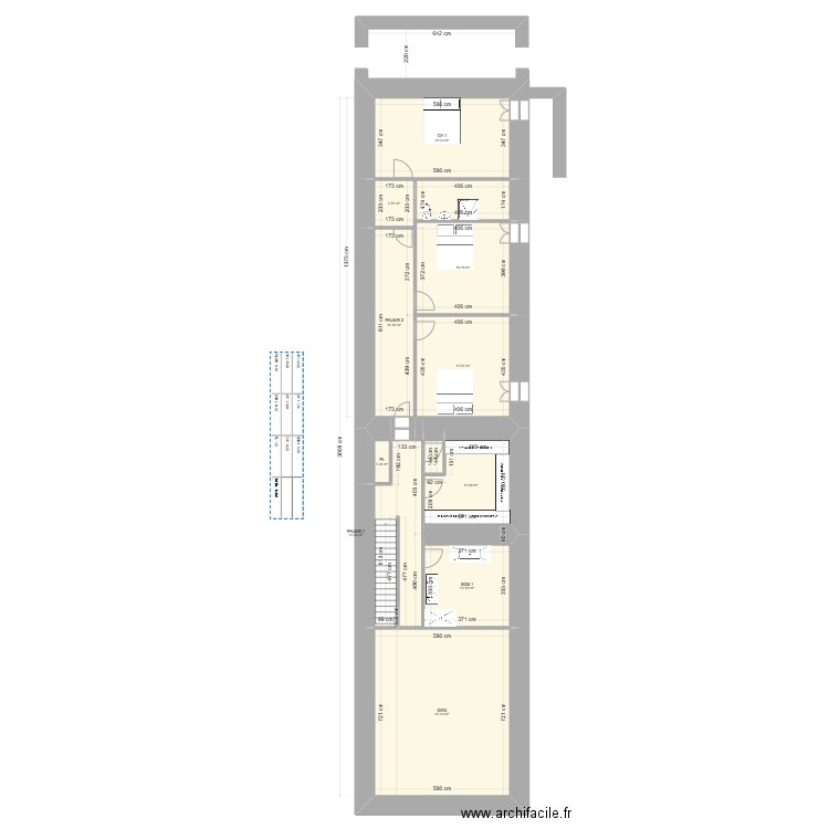 ETAGE SCIBEMC 2. Plan de 12 pièces et 164 m2