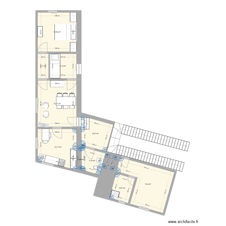 dinard2. Plan de 12 pièces et 74 m2