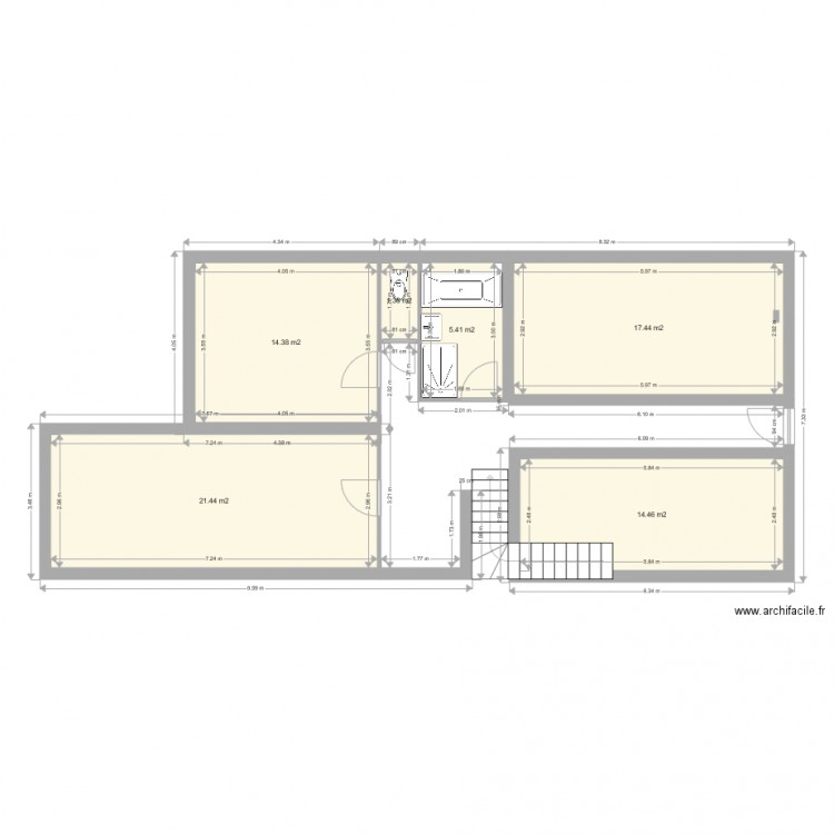 Etage inférieur situation actuelle. Plan de 0 pièce et 0 m2