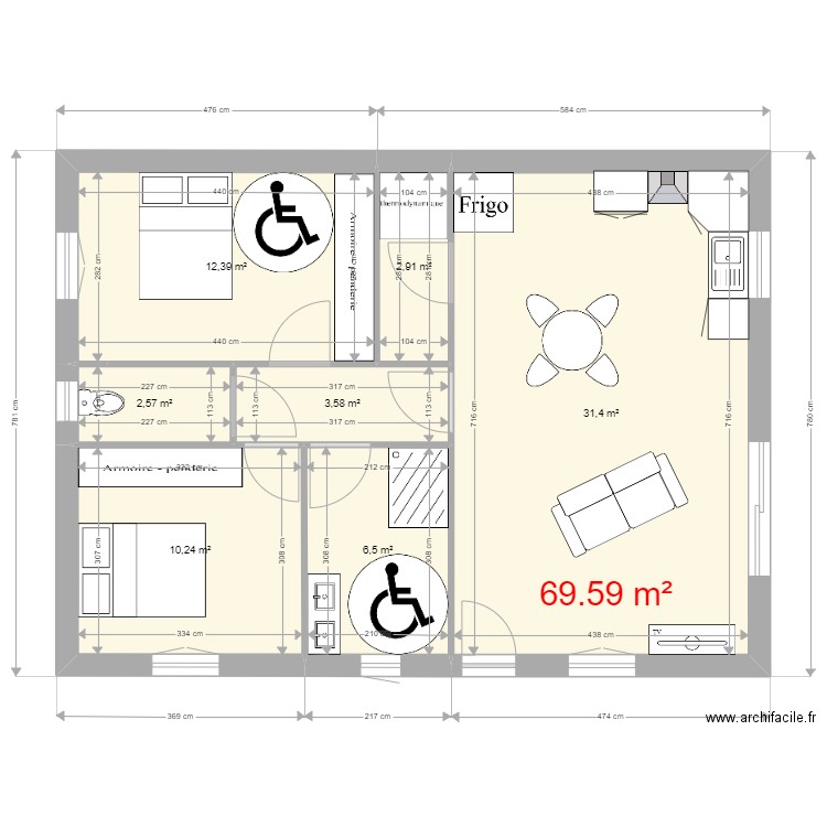 derniere maison 70m². Plan de 0 pièce et 0 m2