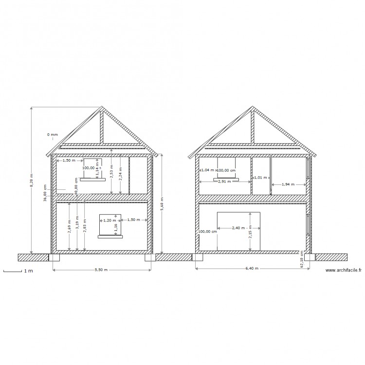 COUPE PROFIL MAISON . Plan de 0 pièce et 0 m2