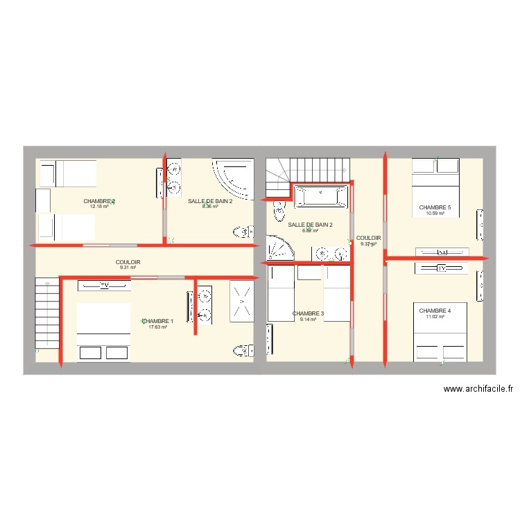 1er étage maison da loca. Plan de 0 pièce et 0 m2