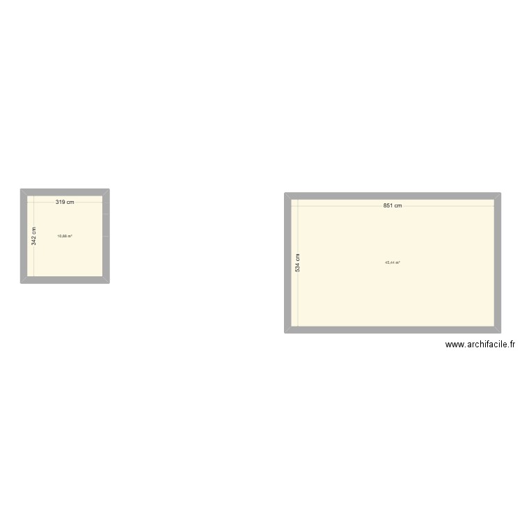 essais. Plan de 2 pièces et 56 m2