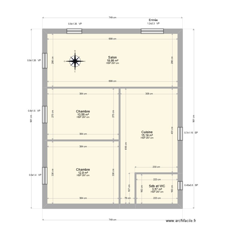 ML24018066 - MAESTRACCI Logt RDC. Plan de 5 pièces et 62 m2