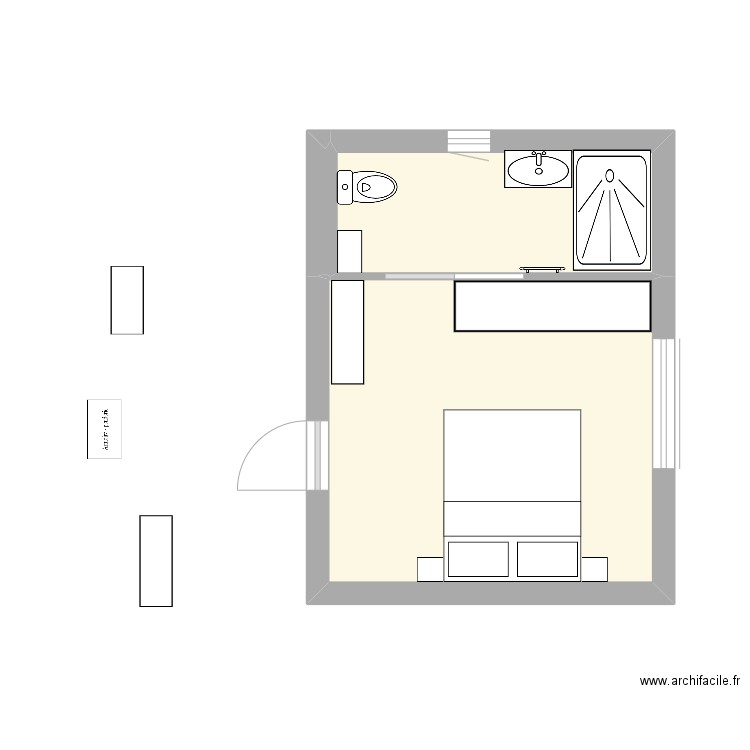 sdb sans dressing 062023. Plan de 3 pièces et 18 m2