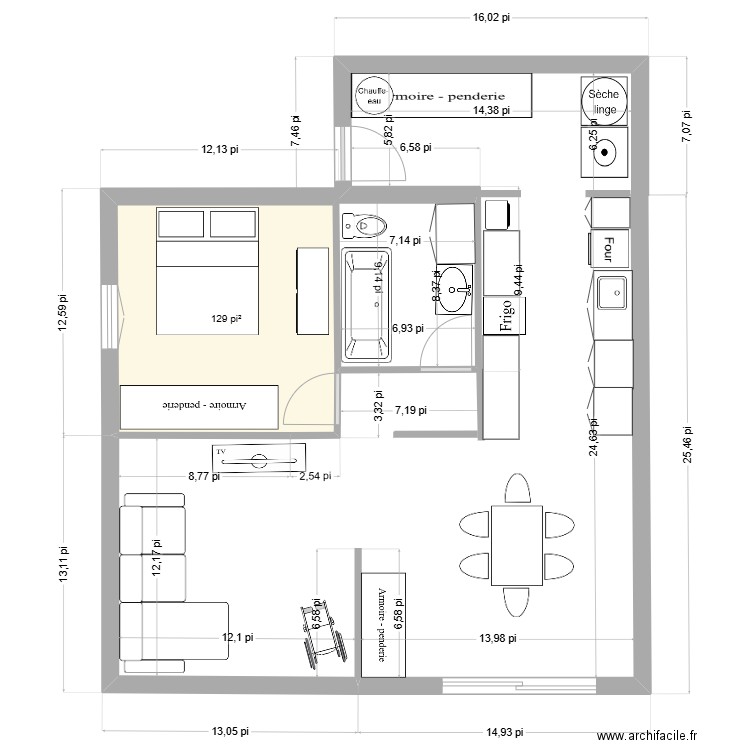 salon ss. Plan de 1 pièce et 12 m2