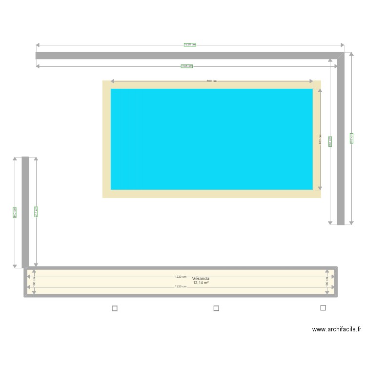 Piscine - Plan 1 pièce 12 m2 dessiné par Atome38