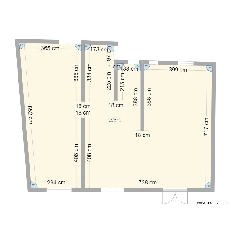 Plan de base. Plan de 1 pièce et 83 m2