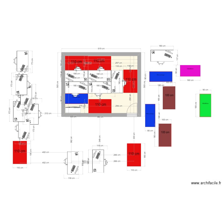 BUREAUX. Plan de 1 pièce et 26 m2