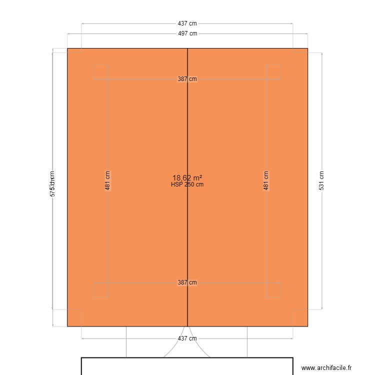 abris 1. Plan de 1 pièce et 19 m2