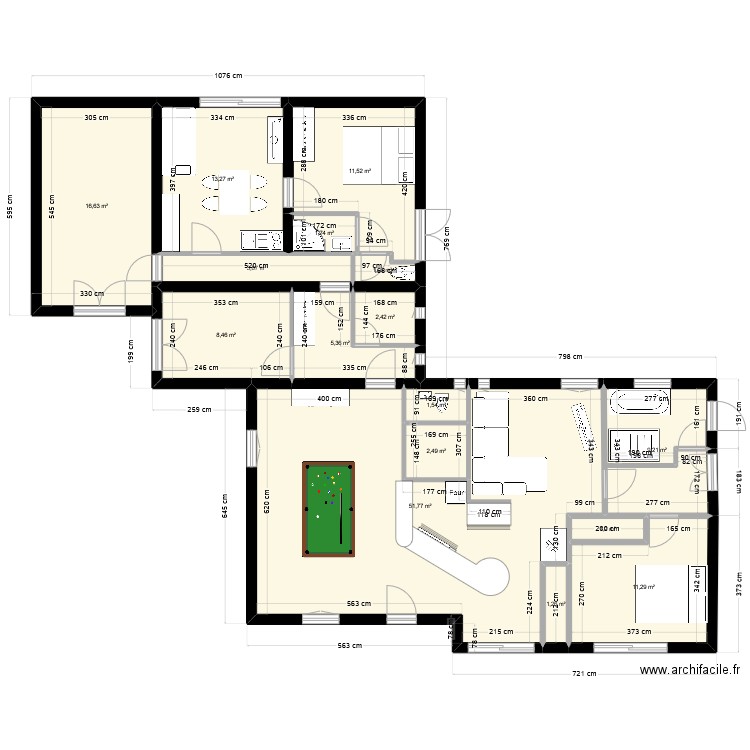 acqueduc4. Plan de 16 pièces et 143 m2