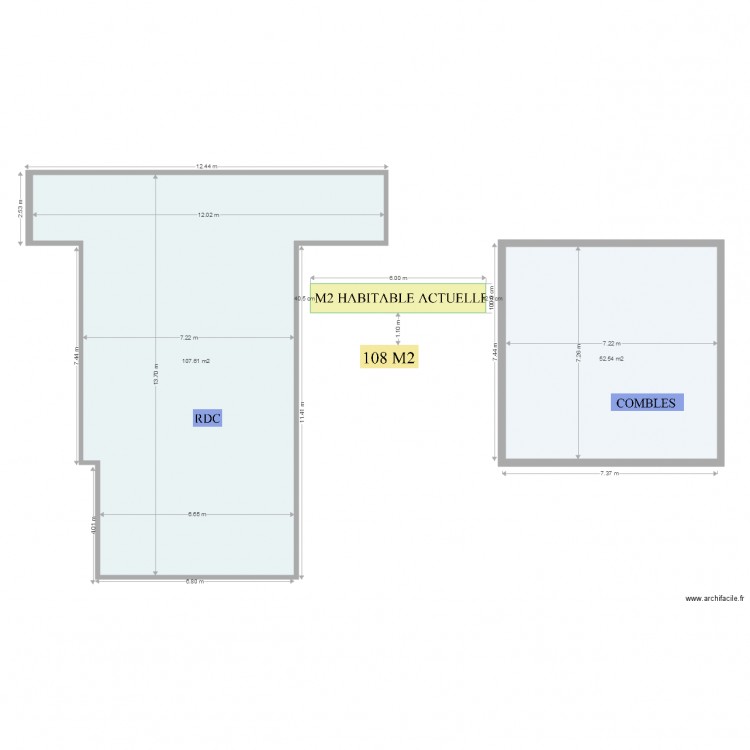 M2 actuelle. Plan de 0 pièce et 0 m2